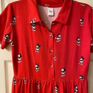 Red Cakeworthy Mickey Mouse Shirt Dress